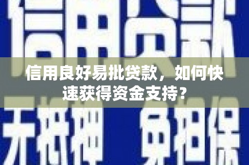 永川信用良好易批贷款，如何快速获得资金支持？