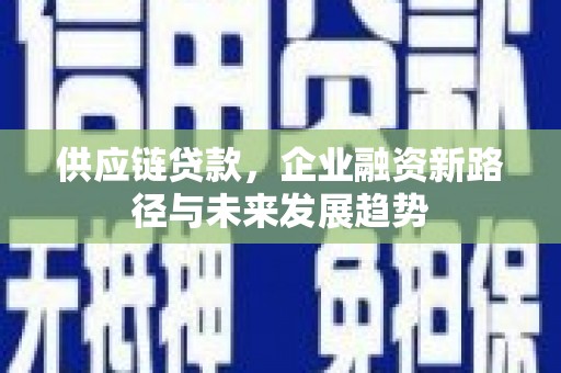 永川供应链贷款，企业融资新路径与未来发展趋势