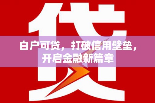 永川白户可贷，打破信用壁垒，开启金融新篇章