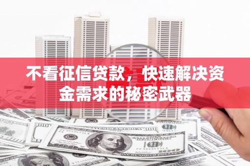 永川不看征信贷款，快速解决资金需求的秘密武器