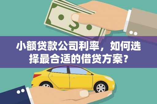 永川小额贷款公司利率，如何选择最合适的借贷方案？