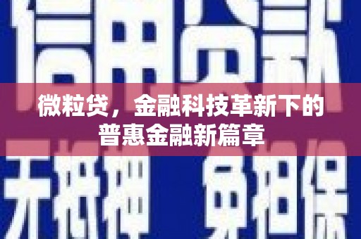 永川微粒贷，金融科技革新下的普惠金融新篇章
