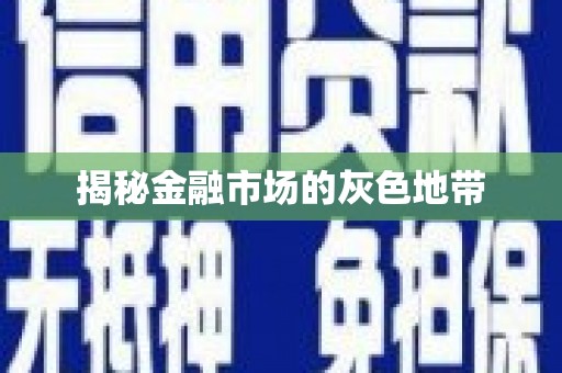 永川揭秘金融市场的灰色地带